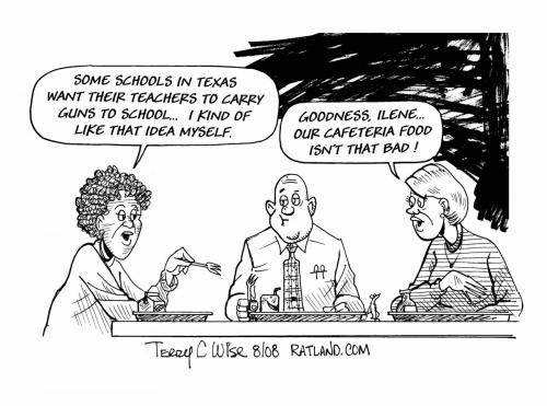 Cartoon: teachers with guns (medium) by terry tagged guns,texas,school,education,teachers