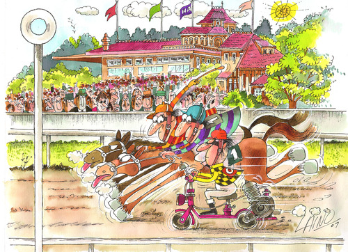 horse racing cartoon. Cartoon: Horse Racing (medium)