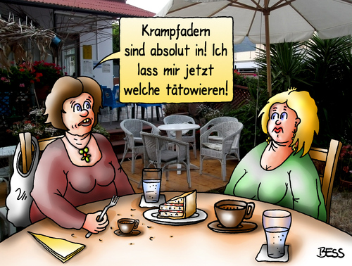 Cartoon: Krampfadern (medium) by besscartoon tagged frauen,schönheit,trend,krampfadern,tattoo,tätowieren,bess,besscartoon