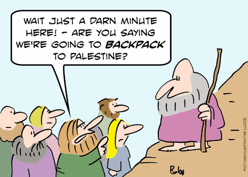 Cartoon: backpack palestine moses god jud (medium) by rmay tagged backpack,palestine,moses,god,judaism