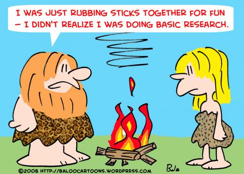 Cartoon: CAVEMAN BASIC RESEARCH FIRE (medium) by rmay tagged caveman,basic,research,fire