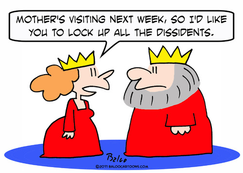 Cartoon: dissidents king queen mother loc (medium) by rmay tagged dissidents,king,queen,mother,lock