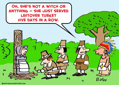 Cartoon: leftover turkey pilgrims indians (medium) by rmay tagged leftover,turkey,pilgrims,indians
