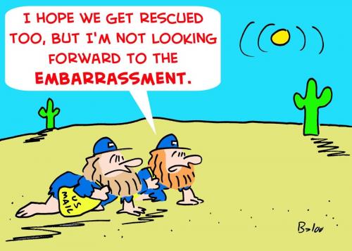 Cartoon: MAILMEN IN DESERT RESCUED (medium) by rmay tagged mailmen,in,desert,rescued,embarrassment