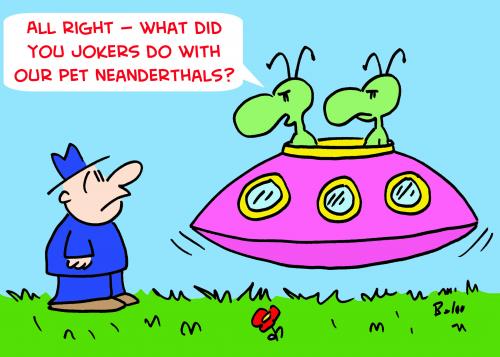 Cartoon: PET NEANDERTHALS ALIENS (medium) by rmay tagged pet,neanderthals,aliens