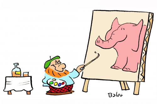 Cartoon: Pink Elephant (medium) by rmay tagged artist,pink,elephant,drunk