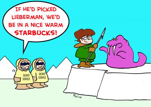 Cartoon: SARAH PALIN WALRUS STARBUCKS (medium) by rmay tagged sarah,palin,walrus,starbucks