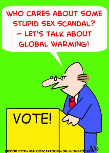 Cartoon: SEX SCANDAL GLOBAL WARMING (medium) by rmay tagged scandal,global,warming