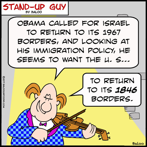 Cartoon: SUGborders obama israel 1967 (medium) by rmay tagged borders,obama,israel,1967