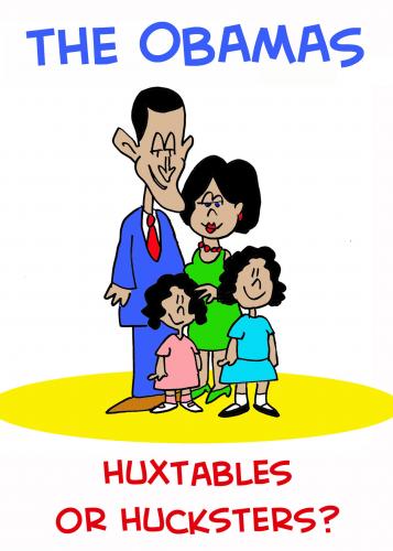 Cartoon: THE OBAMAS HUXTABLES (medium) by rmay tagged obamas,barack,michelle,huxtables,hucksters