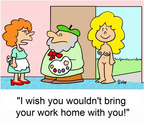 Cartoon Artist At Work. Cartoon: Work home with you