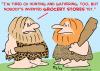 Cartoon: caveman hunting gathering grocer (small) by rmay tagged caveman hunting gathering grocer