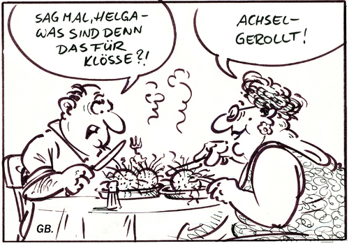 Cartoon: Bayrische Klöße (medium) by GB tagged zubereitung,rezept,satt,hunger,appetit,knödeln,knödel,klöße,braten,mittagessen,ernährung,trinken,essen,essen,trinken,ernährung,mittagessen,braten,klöße,knödel,appetit,hunger,satt,zubereitung