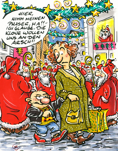 Cartoon: christkindlesmarkt (medium) by GB tagged claus,santa,nikolaus,weihnachtsmann,christkind,mas,christmas,weihnachten,weihnachten,christkind,weihnachtsmann,nikolaus,religion,geschenke,kinder