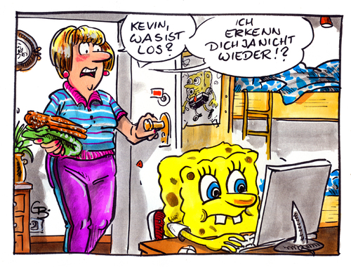 Cartoon: Kevin (medium) by GB tagged aufmerksamkeitsstörungen,lernprobleme,uni,virginia,lerndefizite,spongebob,schwammkopf,university,of,seattle,fernsehkonsum,kindersendung,aufmerksamkeitsstörungen,lernprobleme,uni,virginia,lerndefizite,spongebob,schwammkopf,university