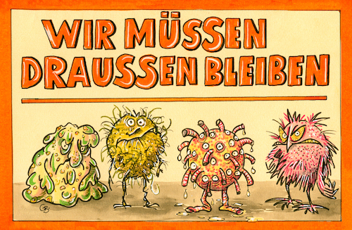 Cartoon: Wir müssen draußen bleiben (medium) by GB tagged virus,corona,medizin,hygiene,virus,corona,medizin,hygiene