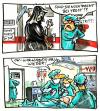 Cartoon: ... (small) by GB tagged klinik op tod operation death reanimation notfall sterben krankenhaus arzt patient sensenmann defillibrator