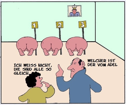 Cartoon: ausgezogen sind sie alle gleich (medium) by Retlaw tagged blaues,blut,gleiche,ärsche