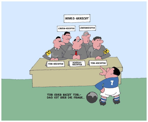 Cartoon: Hohes Gericht (medium) by Retlaw tagged fußball,falsche,entscheidunge,blinde,torrichter
