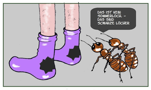 Cartoon: Loch an Loch (medium) by Retlaw tagged den,von,loch,schwarzes,sommerloch,socken