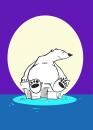 Cartoon: Polar Bear in the Moonlight (small) by barker tagged ecology,cartoon,fun,polar,bear,environment,environmentalism,arctic,iceberg,animals,illustration,design