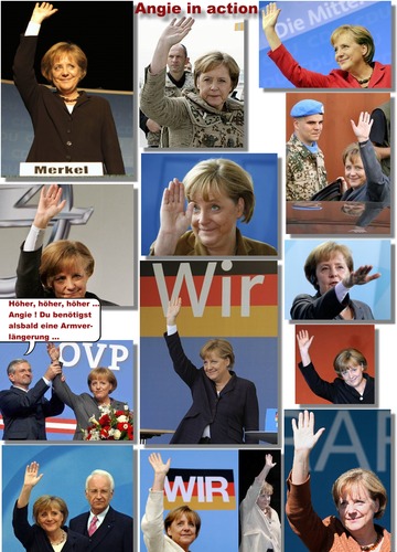 Cartoon: Angie in action (medium) by eCollage tagged egoismus,gier,kapitalismus,faschismus