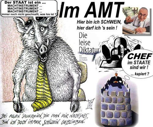 Cartoon: Das Amt (medium) by eCollage tagged gier,egoismus,faschismus,bürokratie,amt