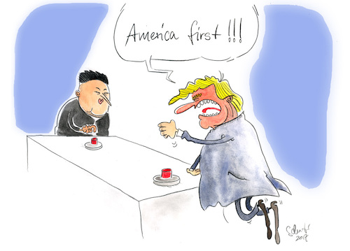 Cartoon: America first (medium) by Mario Schuster tagged donald,trump,mario,schuster,nordkorea,karikatur,cartoon