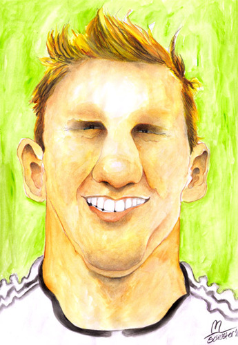 Cartoon: Bastian Schweinsteiger (medium) by Mario Schuster tagged karikatur,caricature,porträt,portrait,worldcup,wm,football,soccer,deutschland,germany,fußball,schweinsteiger,bastian