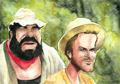 Cartoon: Bud Spencer und Terence Hill (medium) by Mario Schuster tagged bud,spencer,terence,hill,karikatur,cartoon,mario,schuster