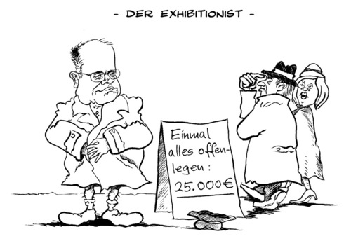 Cartoon: Der Exhibitionist (medium) by Mario Schuster tagged karikatur,cartoon,mario,schuster,peer,steinbrück,spd