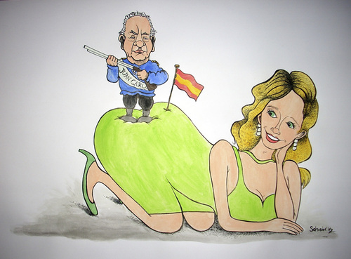 Cartoon: Der Schürzenjäger (medium) by Mario Schuster tagged karikatur,cartoon,mario,schuster,juan,carlos,spanien