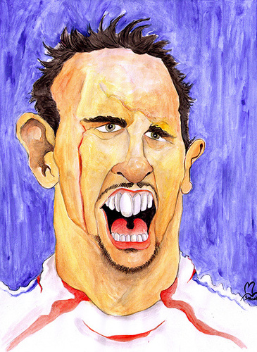 Cartoon: Franck Ribery (medium) by Mario Schuster tagged franck,ribery,france,frankreich,fußball,soccer,football,wm,worldcup,portrait,porträt,caricature,karikatur