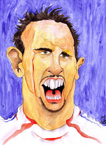 Cartoon: Franck Ribery (medium) by Mario Schuster tagged franck,ribery,france,frankreich,fußball,soccer,football,wm,worldcup,portrait,porträt,caricature,karikatur