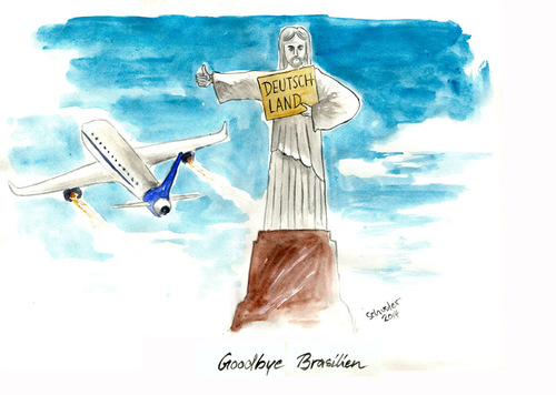 Cartoon: Goodbye Brasilien (medium) by Mario Schuster tagged brasilien,wm,fussball,schuster,mario,cartoon,karikatur
