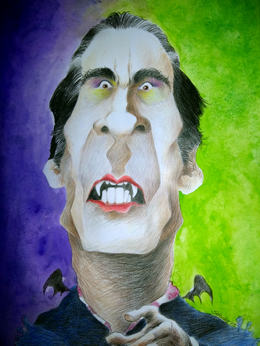 Cartoon: Sir Christopher Lee (medium) by Mario Schuster tagged christopher,lee,mario,schuster,karikatur,cartoon,dracula