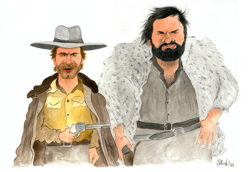 Terence Hill und Bud Spencer By Mario Schuster, Famous People Cartoon