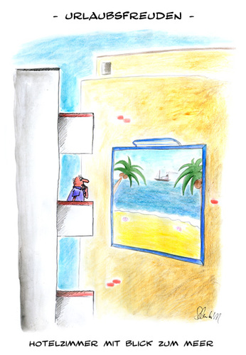 Cartoon: Urlaubsfreuden (medium) by Mario Schuster tagged karikatur,cartoon,mario,schuster,urlaub