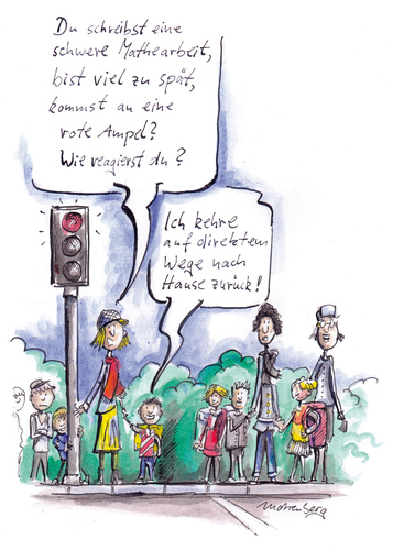 Cartoon: Die Mathe-Arbeit (medium) by Mohrenberg tagged verkehrserziehung,mathe,arbeit,klausur,ampel