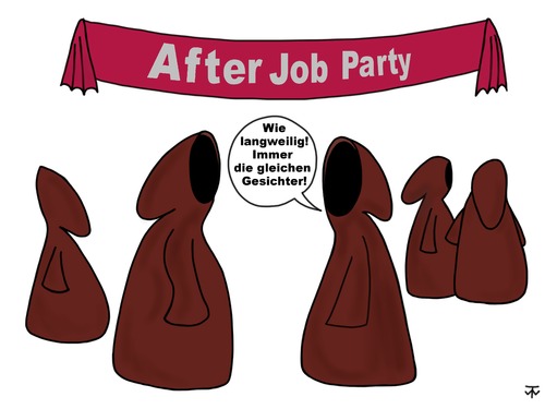 Cartoon: After Job Party (medium) by thalasso tagged tod,after,job,party,kutte,fete,death