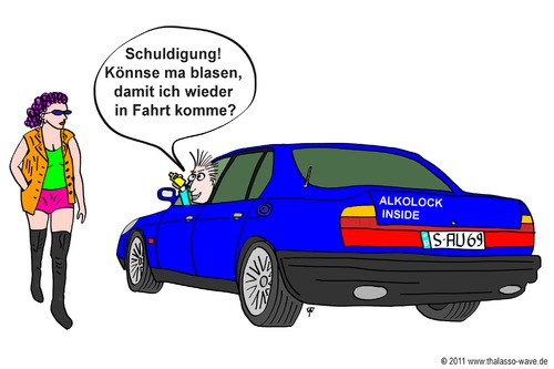 Cartoon: Alkolocks (medium) by thalasso tagged wegfahrsperre,elektronische,alkoholsünder,führerschein,auto,steuer,am,alkohol,alkolocks,alkolock