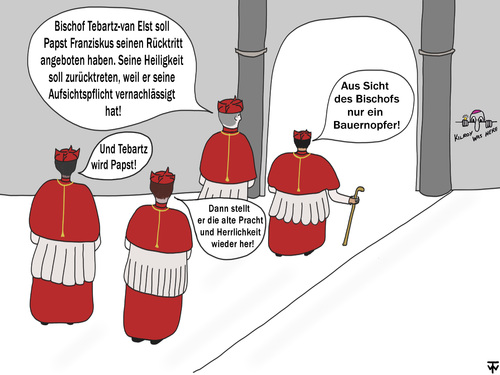 Cartoon: Audienz (medium) by thalasso tagged terbartz,van,elst,papst,audienz,rom,rücktritt