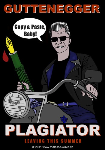 Cartoon: Guttenegger (medium) by thalasso tagged guttenberg,plagiat,plagiator,schwarzenegger,terminator