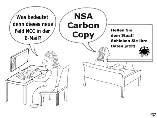 Cartoon: NCC (medium) by thalasso tagged nsa,prism,bcc,cc,bnd,überwachung,email,mail