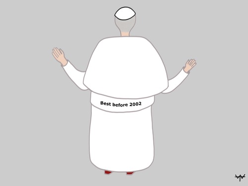 Cartoon: New Pope (medium) by thalasso tagged verfallsdatum,before,best,catholics,roman,katholiken,pope,conclave,papstwahl,kardinäle,rom,kirche,konklave,papst