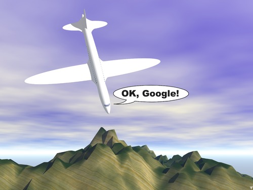 Cartoon: OK Google! (medium) by thalasso tagged airplane,crash,plane,google,glass