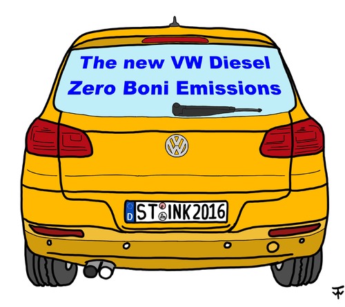 Cartoon: Zero Boni (medium) by thalasso tagged vw,abgas,schummel,skandal,boni,manager