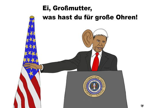 Cartoon: Grandmother Obama (medium) by thalasso tagged prism,präsident,president,obama,internet,survaillance,überwachung,us,tempora,spionage,bespitzelung,telekommunikation,spähprogramme,datenschutz,security,sicherheit