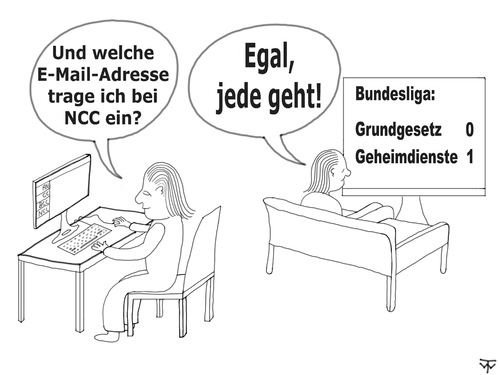 Cartoon: NCC (medium) by thalasso tagged nsa,prism,bcc,cc,bnd,überwachung,email,mail