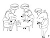 Cartoon: Chili con Caballo (small) by thalasso tagged pferdefleisch,lebensmittel,skandal,verbraucherschutz,verbraucher,fertiggericht,lasagne,betrug,kannibale,restaurant,ober,kellner